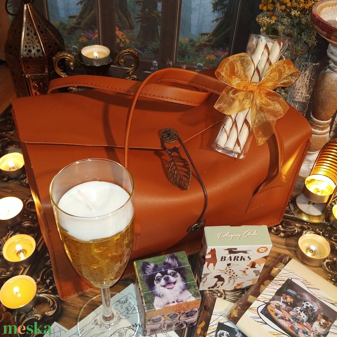 Kutyás ajándékcsomag csokoládéval, kutya mintás rubik kockával kutyás kiránduláshoz szülinapra, névnapra, évfordulóra  - élelmiszer - gourmet ajándékcsomag - Meska.hu