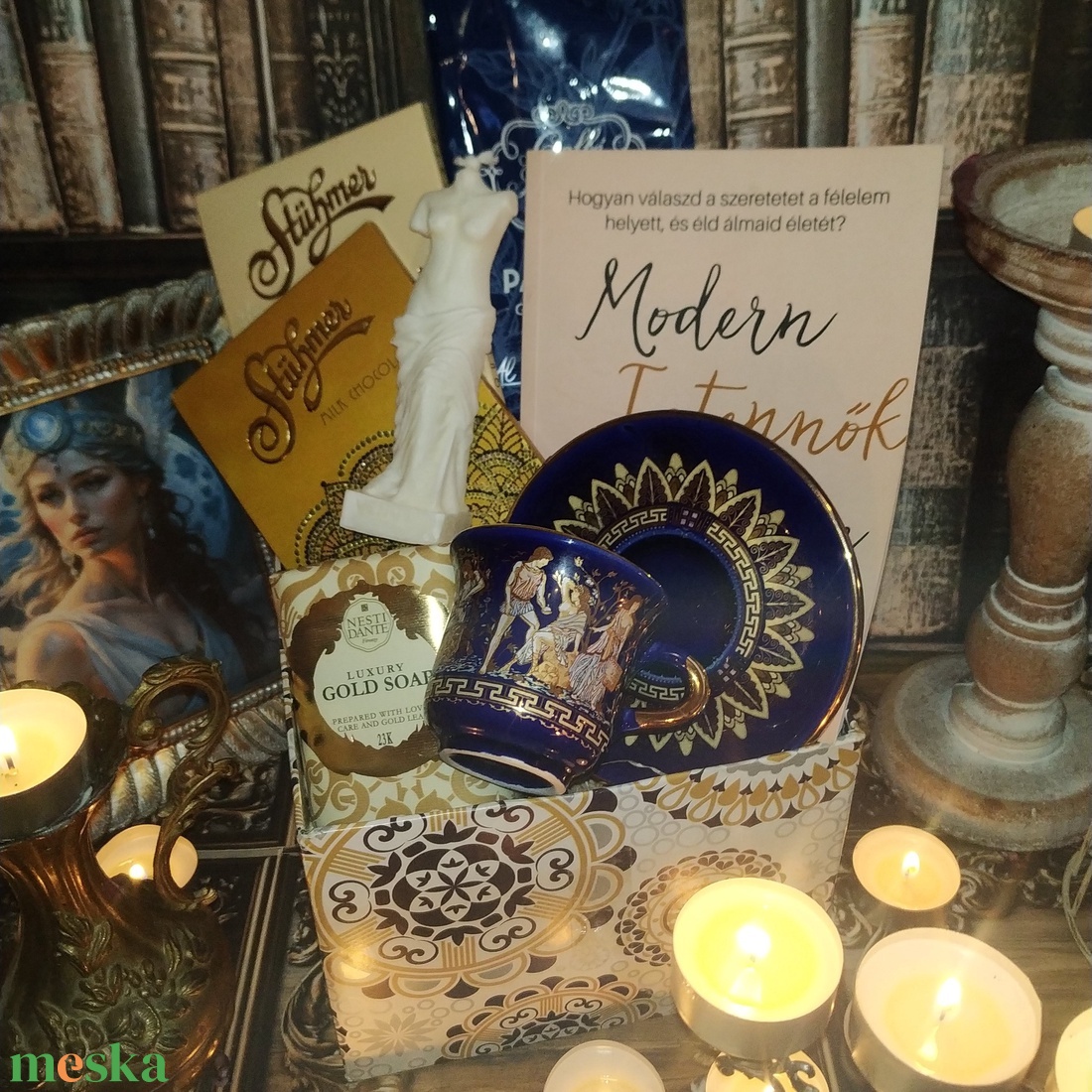 Ajándékcsomag kávéval, kávés csészével és csokoládéval Modern Istennőknek nőnapra, karácsonyra, névnapra, szülinapra - élelmiszer - gourmet ajándékcsomag - Meska.hu