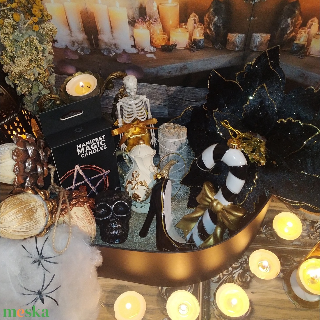 A boszorkány karácsonya ajándékcsomag bűbájosoknak gyertyával cuki díszekkel füstölővel  - karácsony - adventi díszek - adventi gyertyadíszek és koszorúdíszek - Meska.hu