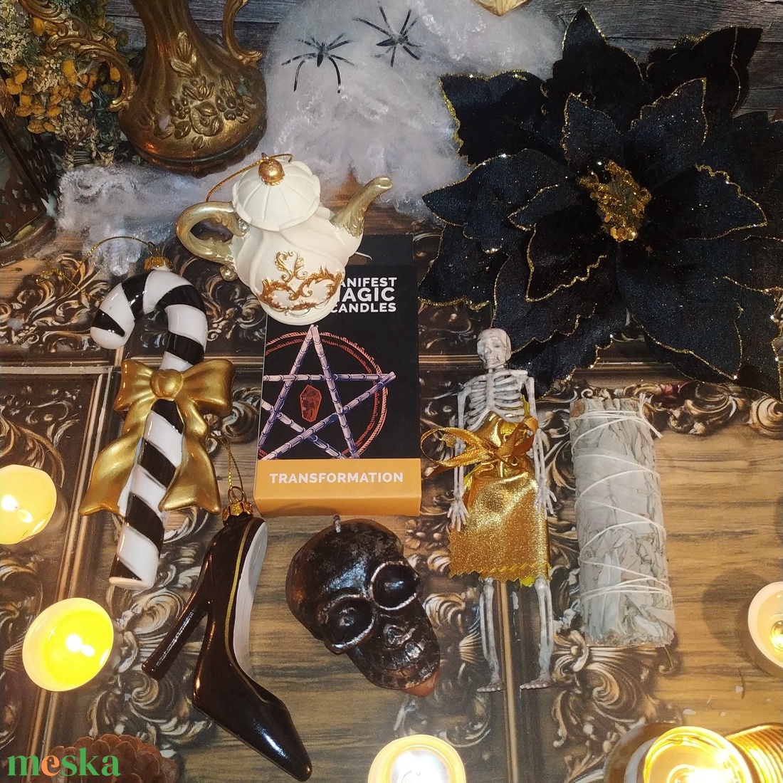 A boszorkány karácsonya ajándékcsomag bűbájosoknak gyertyával cuki díszekkel füstölővel  - karácsony - adventi díszek - adventi gyertyadíszek és koszorúdíszek - Meska.hu