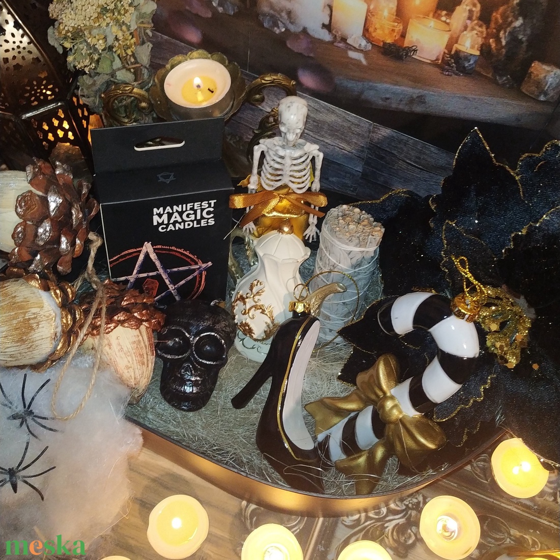 A boszorkány karácsonya ajándékcsomag bűbájosoknak gyertyával cuki díszekkel füstölővel  - karácsony - adventi díszek - adventi gyertyadíszek és koszorúdíszek - Meska.hu