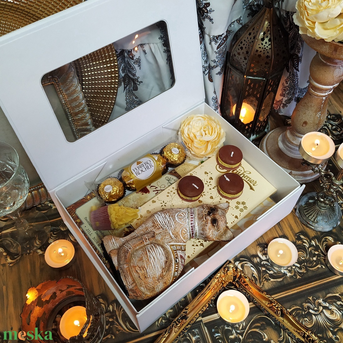 Valentin napi ajándékcsomag csokoládéval cica rajongóknak - Cirmi cica csokiboltja finomságokkal Nőnapra, Szülinapra - élelmiszer - gourmet ajándékcsomag - Meska.hu