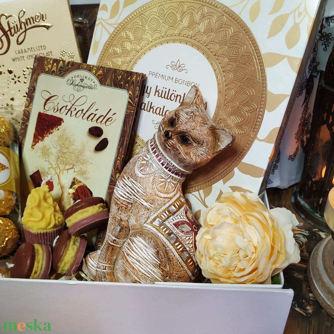 Valentin napi ajándékcsomag csokoládéval cica rajongóknak - Cirmi cica csokiboltja finomságokkal Nőnapra, Szülinapra - élelmiszer - gourmet ajándékcsomag - Meska.hu