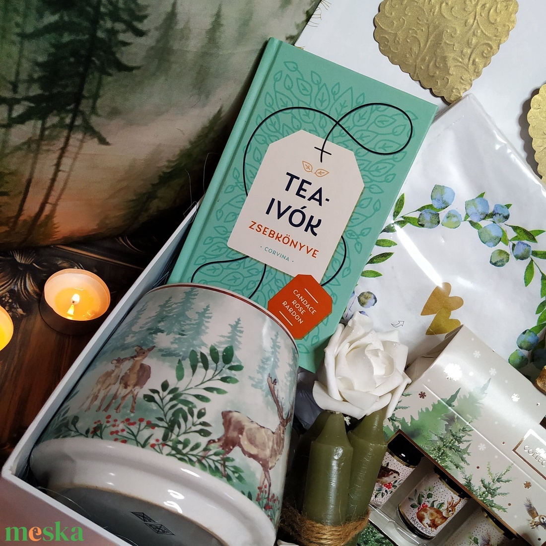 Nőnapi ajándékcsomag cuki  róka figurával, teával és könyvvel - Egy csésze tea Rókakoma teakönyvtárában - élelmiszer - gourmet ajándékcsomag - Meska.hu