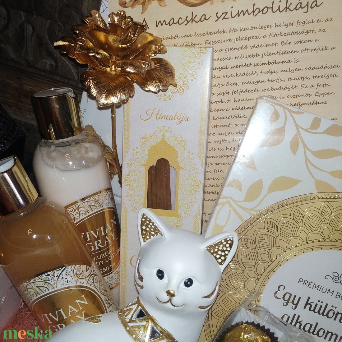 Cicás ajándékcsomag csokoládékkal és kozmetikumokkal nőknek anyáknapjára, szülinapra, névnapra,  - élelmiszer - gourmet ajándékcsomag - Meska.hu