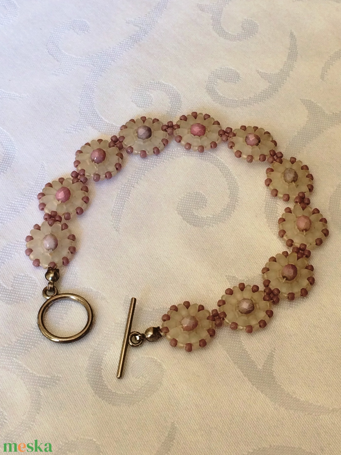 Kristályvirág karkötő - ékszer - karkötő - gyöngyös karkötő - Meska.hu