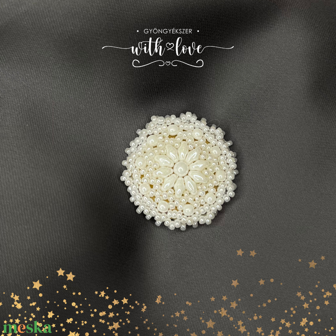 Gyöngy bross - ékszer - kitűző és bross - Meska.hu