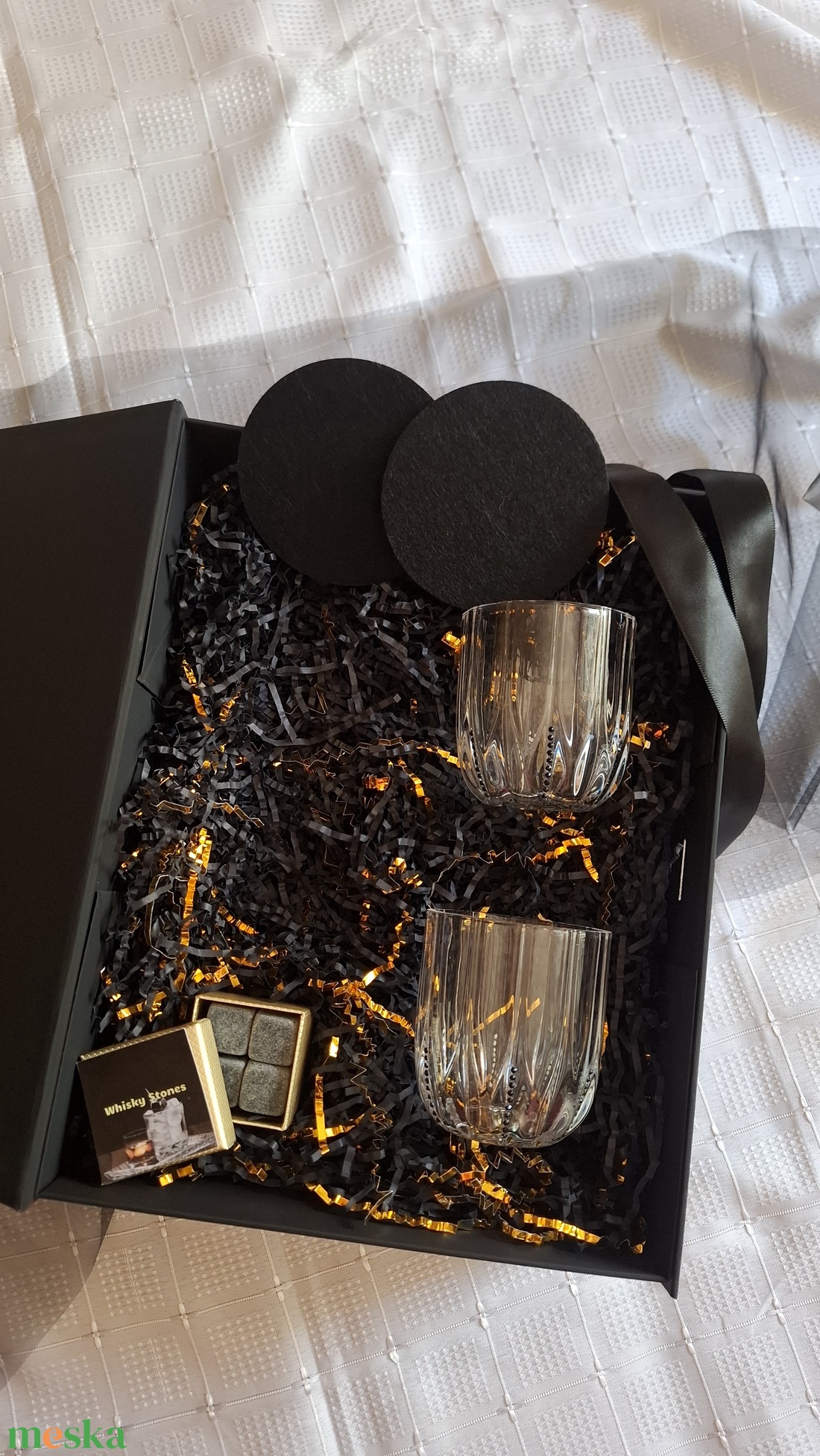 Midnight Gentleman whiskeys pohár box - esküvő - dekoráció - esküvői asztaldísz - Meska.hu