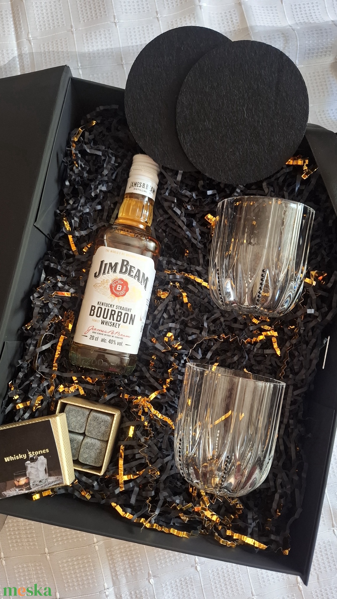 Midnight Gentleman whiskeys pohár box - esküvő - dekoráció - esküvői asztaldísz - Meska.hu