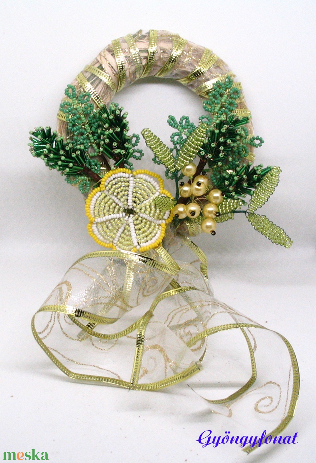 Karácsonyi ajtódísz  -  gyöngyből  - karácsony - adventi díszek - adventi ajtódísz - Meska.hu