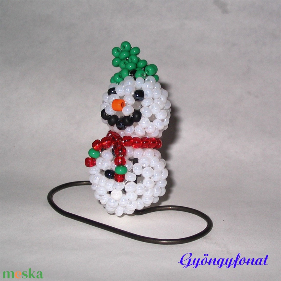 Hóember,  karácsonyi dísz gyöngyből - karácsony - karácsonyi lakásdekoráció - karácsonyi manók, figurák - Meska.hu