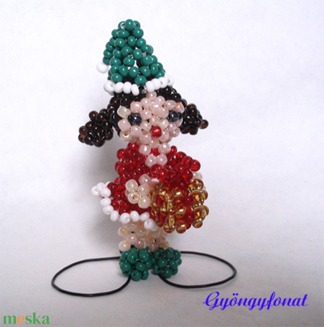 A Mikulás segítóje - karácsonyi dísz gyöngyből - karácsony - karácsonyi lakásdekoráció - karácsonyi manók, figurák - Meska.hu