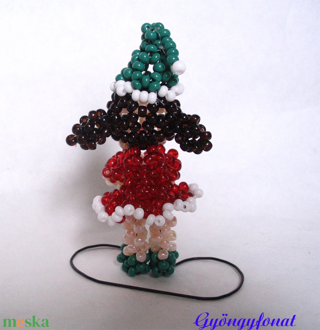 A Mikulás segítóje - karácsonyi dísz gyöngyből - karácsony - karácsonyi lakásdekoráció - karácsonyi manók, figurák - Meska.hu