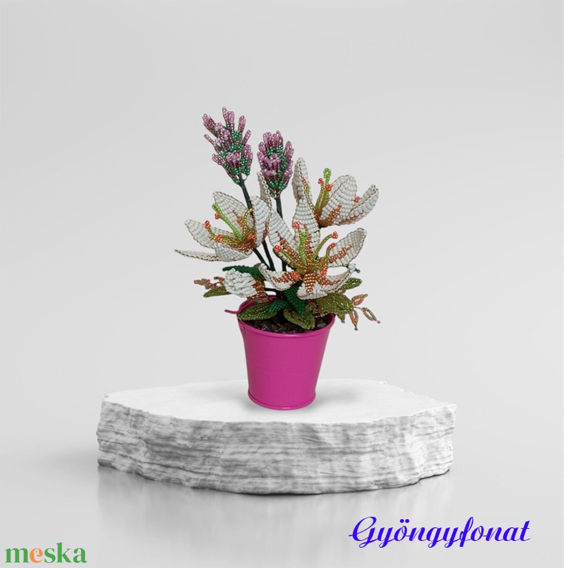 Liliom gyöngyből, vödörben - otthon & életmód - dekoráció - virágdísz és tartó - csokor & virágdísz - Meska.hu