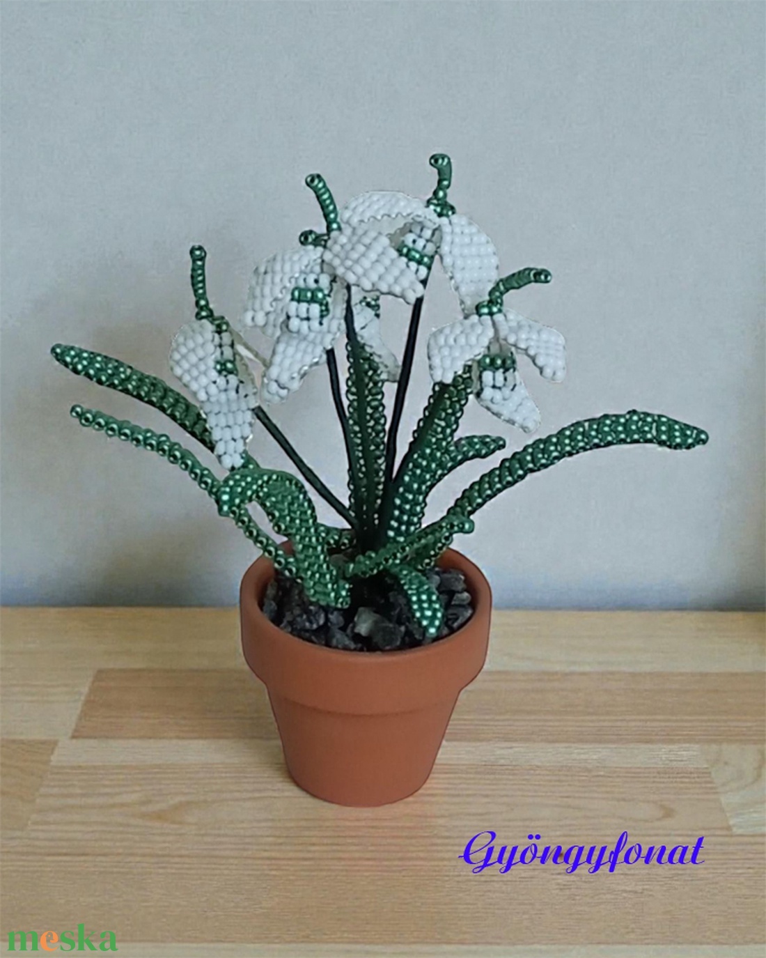 Hóvirág gyöngyből, cserepesvirág - otthon & életmód - virágdekoráció - virágok - virágcsokor - Meska.hu