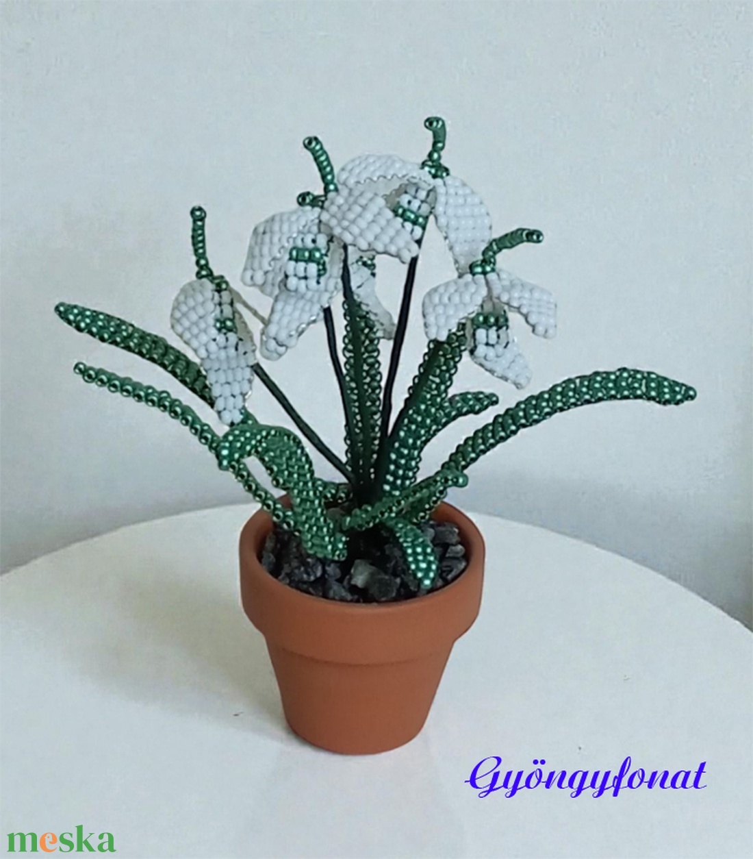 Hóvirág gyöngyből, cserepesvirág - otthon & életmód - virágdekoráció - virágok - virágcsokor - Meska.hu