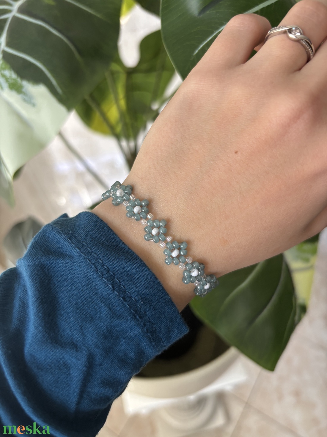  Jégvirágok� kézműves karkötő - ékszer - karkötő - gyöngyös karkötő - Meska.hu