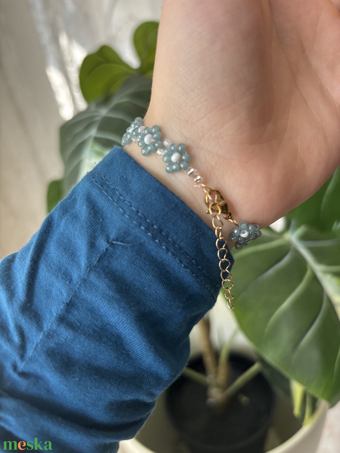  Jégvirágok� kézműves karkötő - ékszer - karkötő - gyöngyös karkötő - Meska.hu