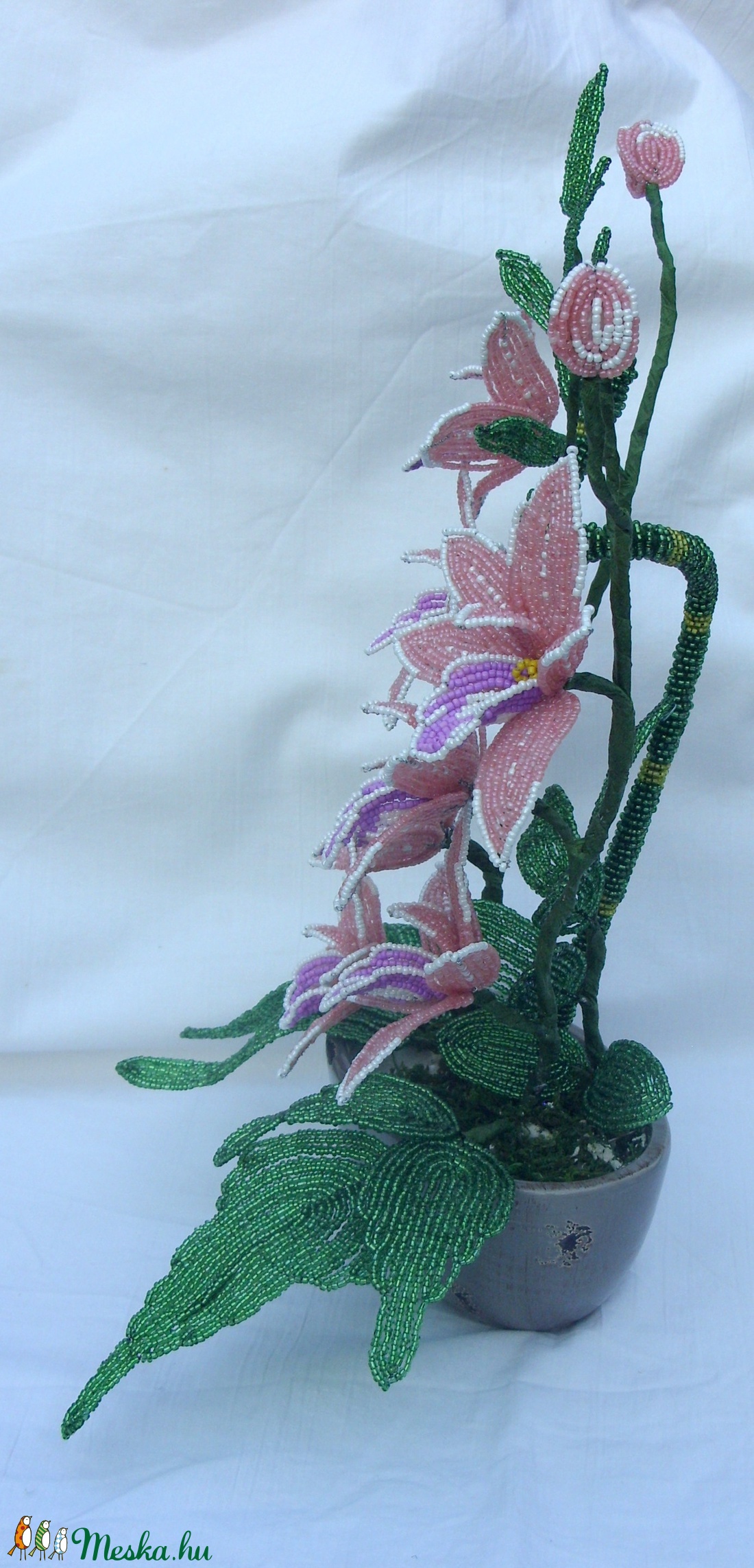 Szerencse bambusz és orchidea gyöngyből. -  - Meska.hu