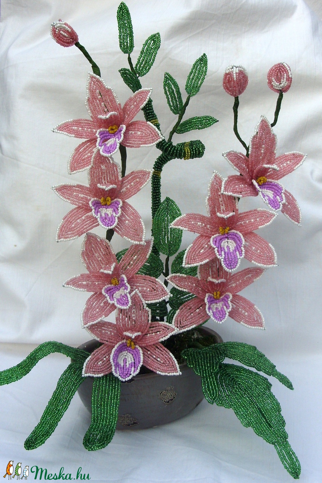 Szerencse bambusz és orchidea gyöngyből. -  - Meska.hu