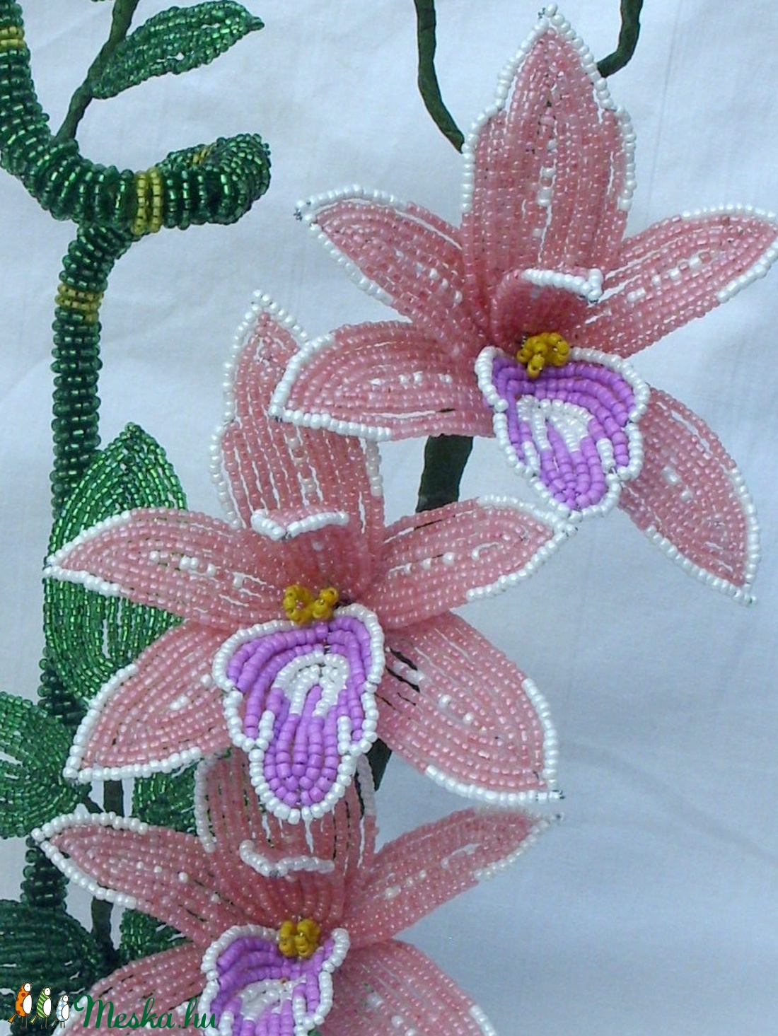 Szerencse bambusz és orchidea gyöngyből. -  - Meska.hu