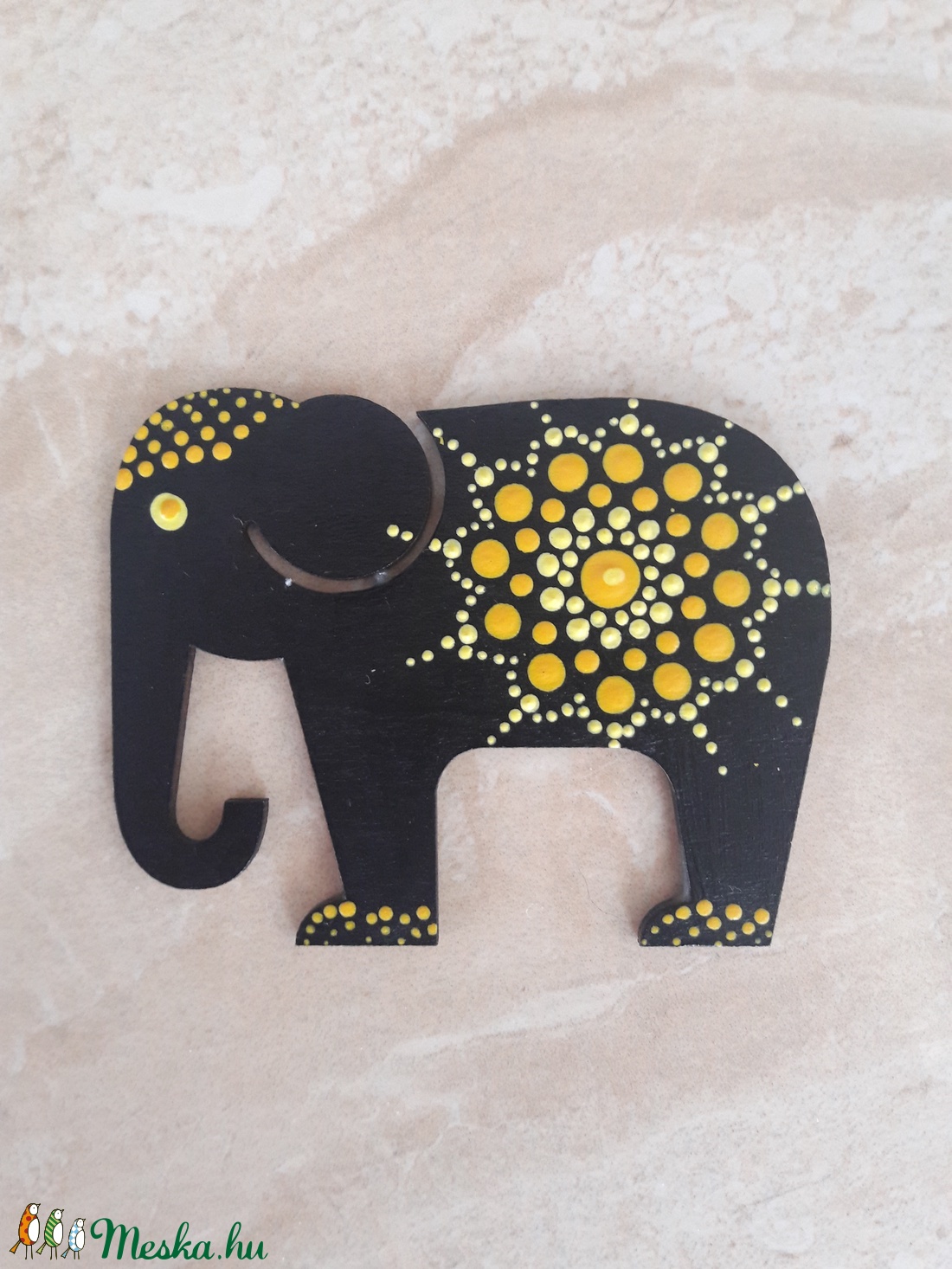 Mandala szerencsehozó elefánt hűtőmágnes sárga -  - Meska.hu