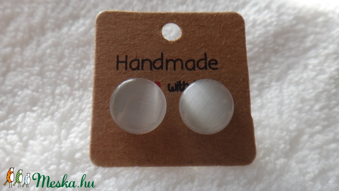 Elefántcsont színű nemesacél fülbevaló -  - Meska.hu