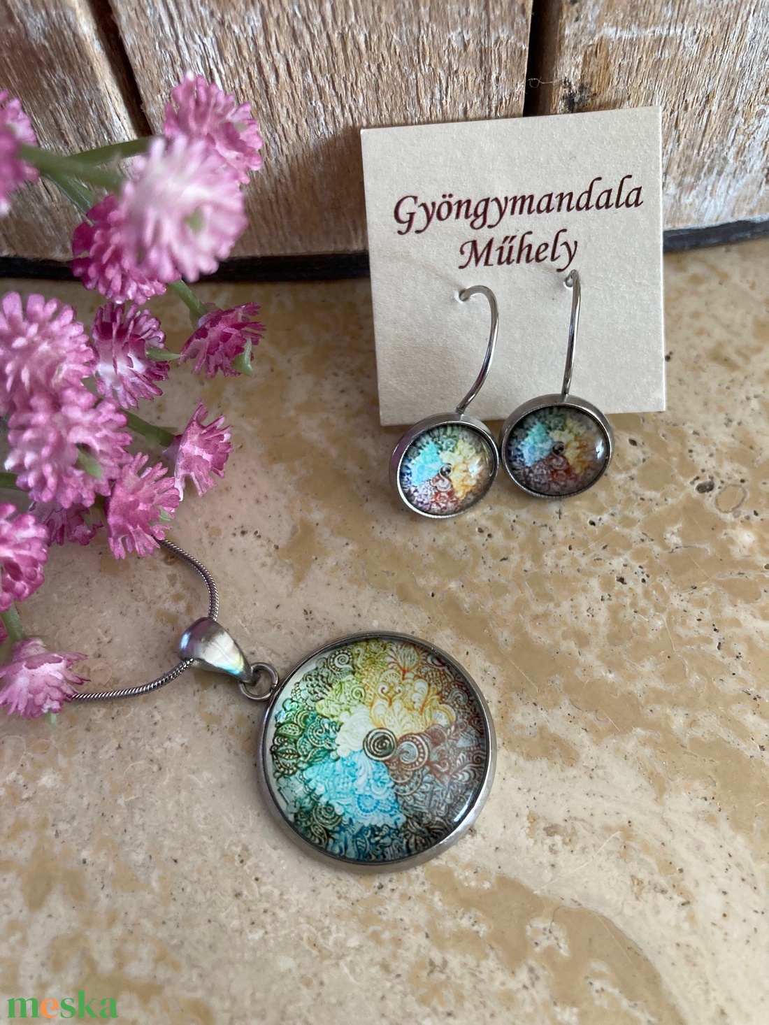 Üveglencsés nemesacél divatékszett! - négy évszak - ékszer - ékszerszett - Meska.hu