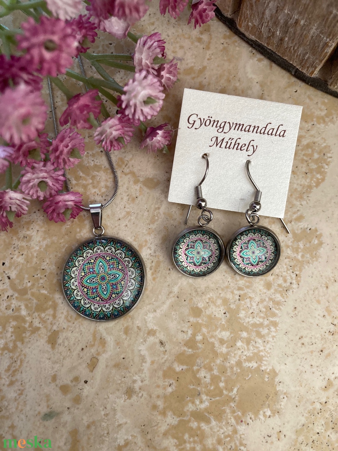 Üveglencsés nemesacél divatékszett! - szolid elegancia - ékszer - ékszerszett - Meska.hu