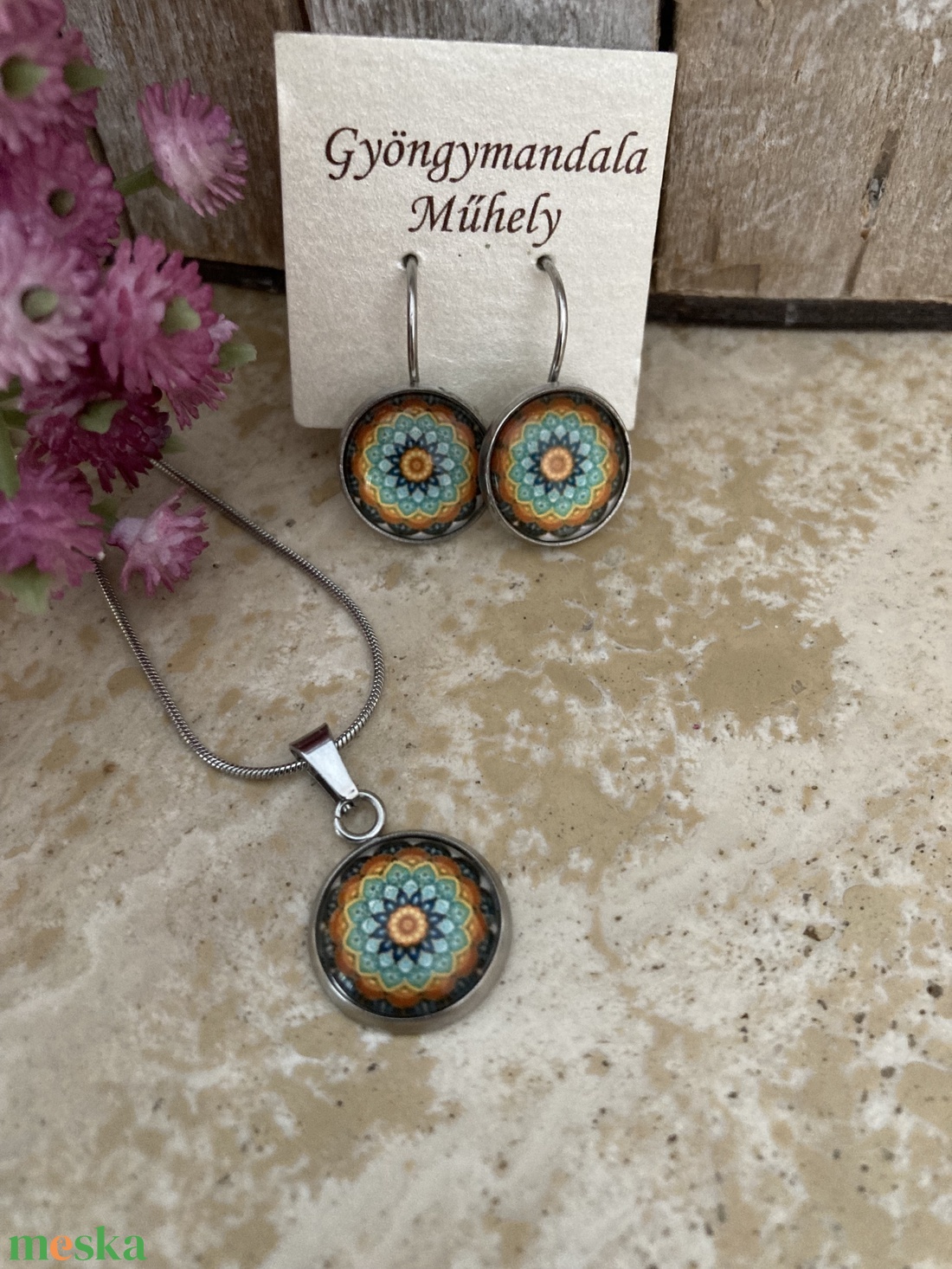 Üveglencsés nemesacél divatékszett! - éj mandala - ékszer - ékszerszett - Meska.hu