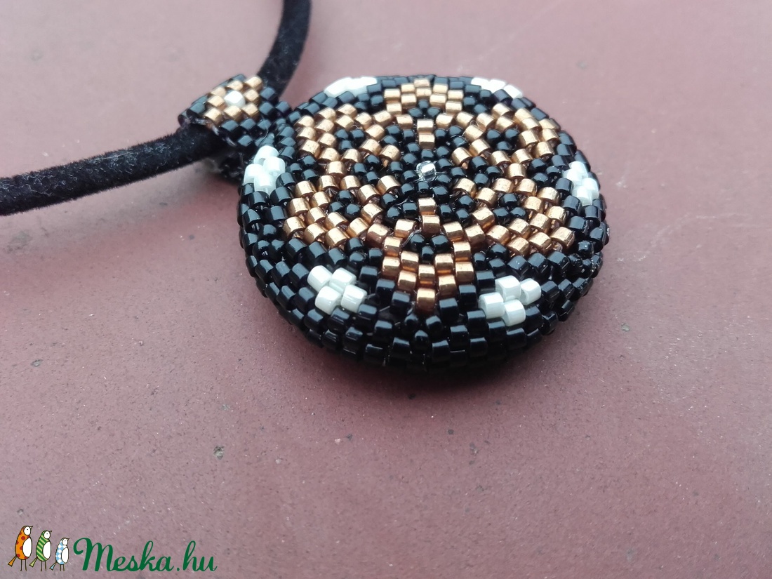 Arany-fekete-ezüst 2 az 1-ben mandala medál bársony nyakláncon -  - Meska.hu