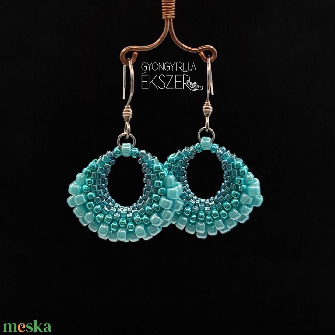 Világos türkiz kosárka fülbevaló - ékszer - fülbevaló - lógó fülbevaló - Meska.hu