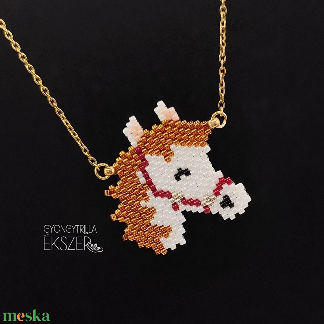 Lovacska gyöngyfűzött nyaklánc  - ékszer - nyaklánc - medálos nyaklánc - Meska.hu