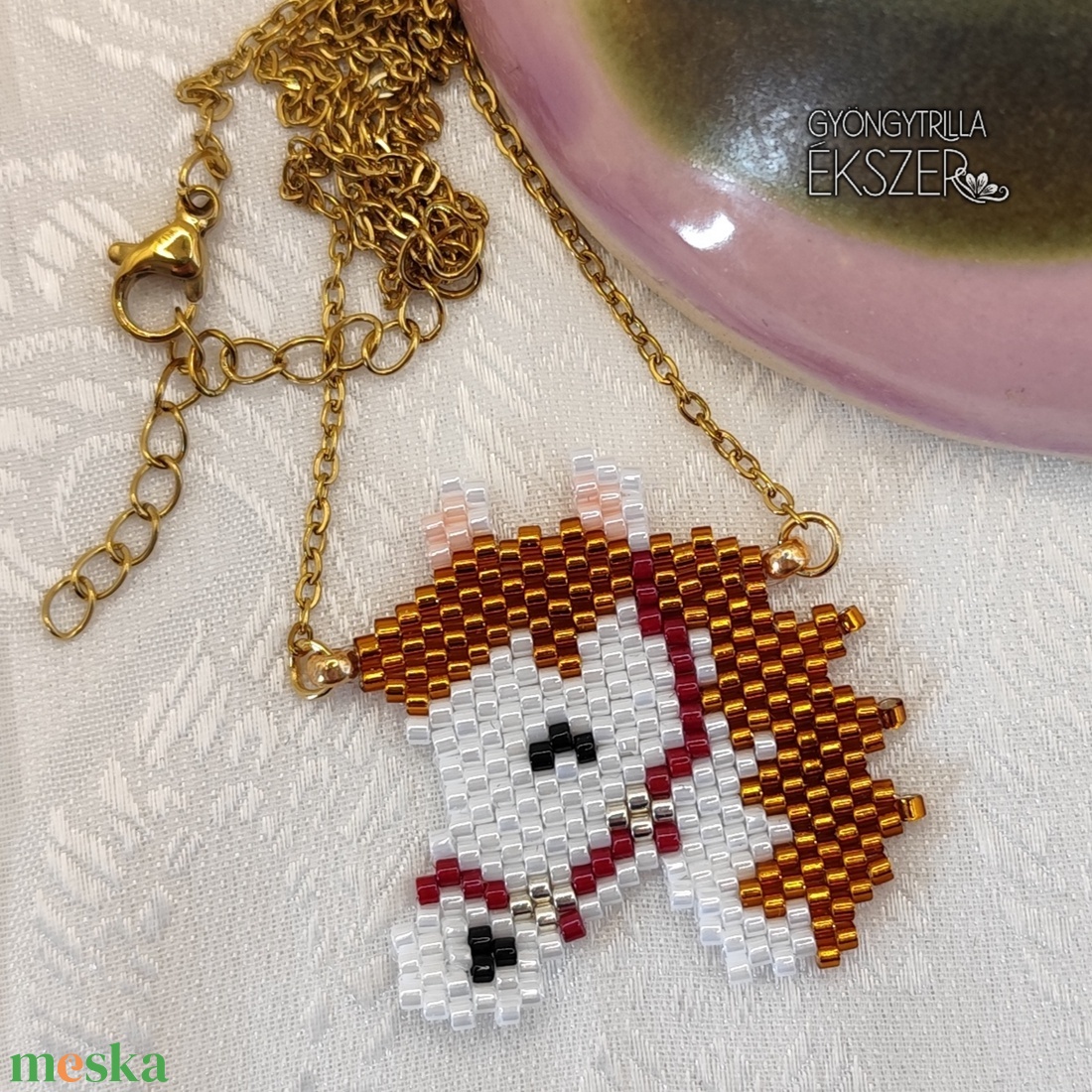 Lovacska gyöngyfűzött nyaklánc  - ékszer - nyaklánc - medálos nyaklánc - Meska.hu