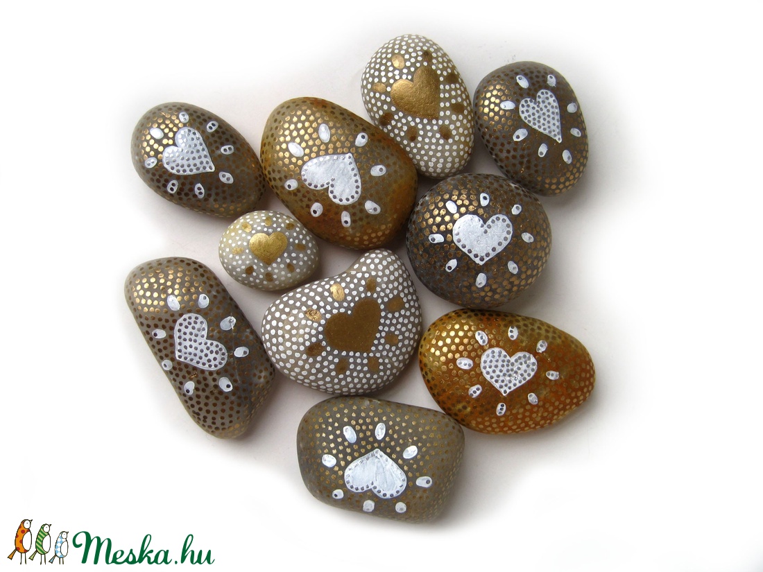 Karácsonyi apróajándék! 10 db kézzel festett kavics -  - Meska.hu