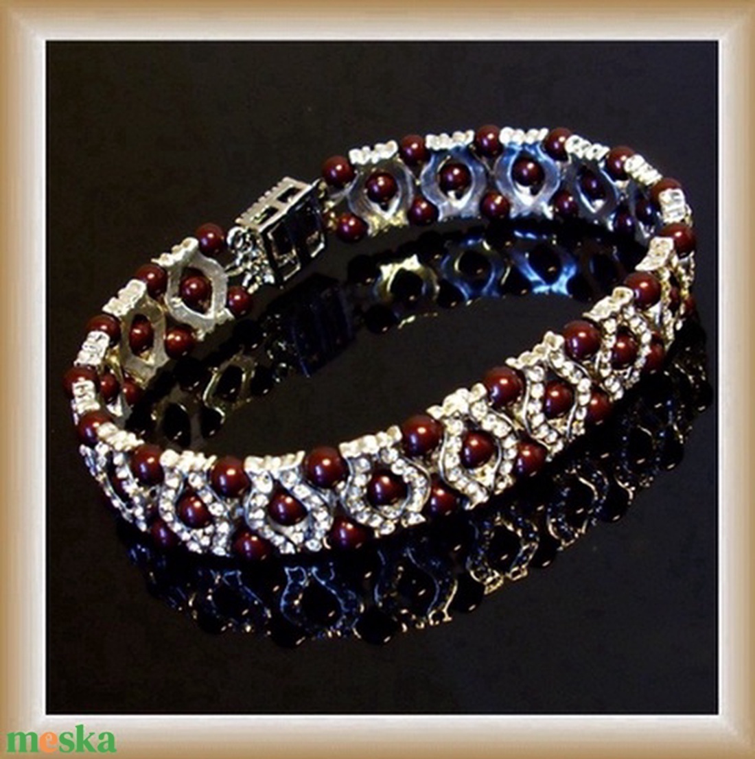 Swarovski gyöngy karkötő kristály köves köztessel SWKB 02 maron - ékszer - karkötő - gyöngyös karkötő - Meska.hu Swarovski gyöngy karkötő kristály köves köztessel SWKB 02 maron - ékszer - karkötő - gyöngyös karkötő - Meska.hu