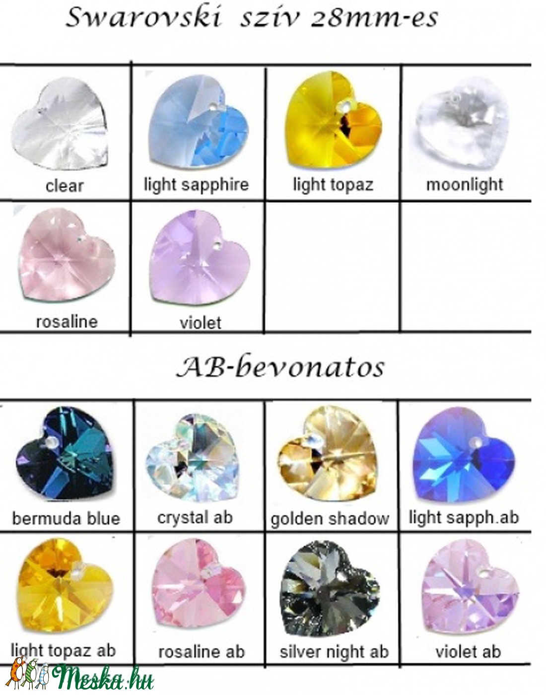 Swarovski szív medál több színben 28mm - kellékek & szerszámok - gyöngyfűzés kellékek - swarovski kristályok - Meska.hu Swarovski szív medál több színben 28mm - kellékek & szerszámok - gyöngyfűzés kellékek - swarovski kristályok - Meska.hu
