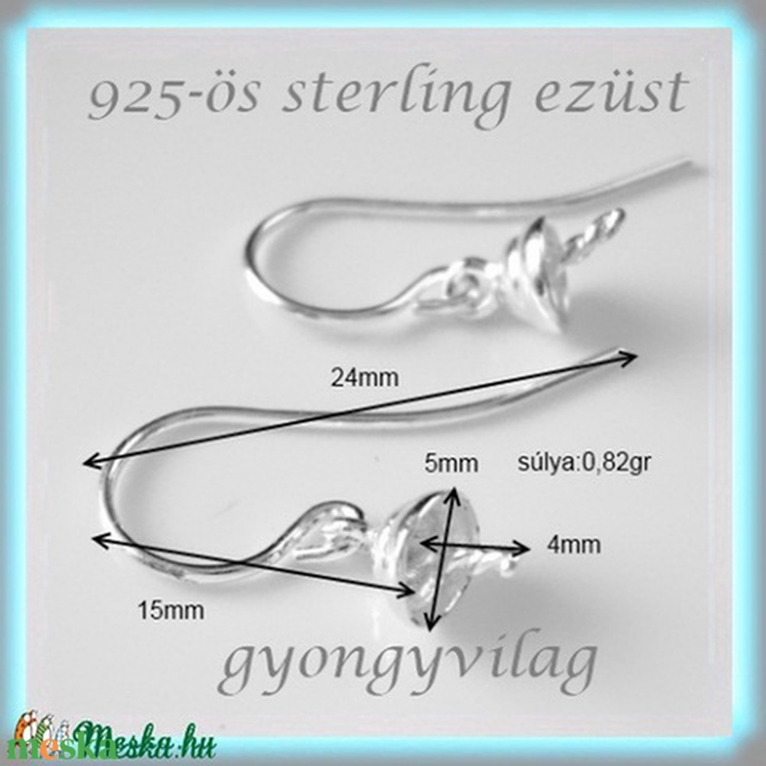 925-ös sterling ezüst ékszerkellék: fülbevaló kapocs, akasztós EFK A 32 - gyöngy, ékszerkellék - egyéb alkatrész - Meska.hu 925-ös sterling ezüst ékszerkellék: fülbevaló kapocs, akasztós EFK A 32 - gyöngy, ékszerkellék - egyéb alkatrész - Meska.hu