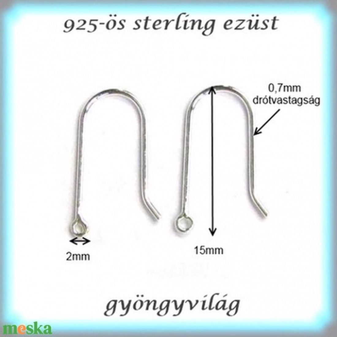 925-ös finomságú sterling ezüst fülbevaló kapocs EFK A 41 - kellékek & szerszámok - gyöngyfűzés kellékek - egyéb alkatrész - Meska.hu