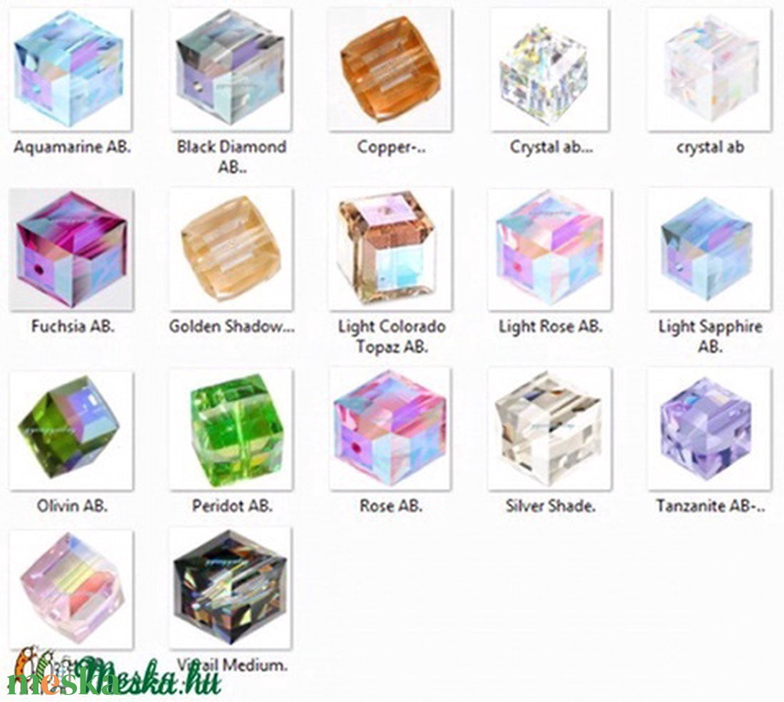 Ékszerkellék: Swarovski kocka 4mm-es AB bevonatos több színben - kellékek & szerszámok - gyöngyfűzés kellékek - swarovski kristályok - Meska.hu Ékszerkellék: Swarovski kocka 4mm-es AB bevonatos több színben - kellékek & szerszámok - gyöngyfűzés kellékek - swarovski kristályok - Meska.hu