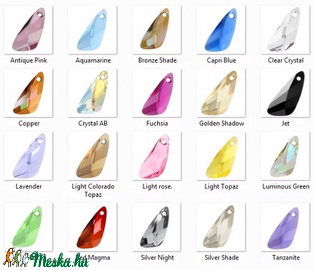  Ékszerkellék: Swarovski Wing (angyalszárny ) 23mm-es több színben  - kellékek & szerszámok - gyöngyfűzés kellékek - swarovski kristályok - Meska.hu