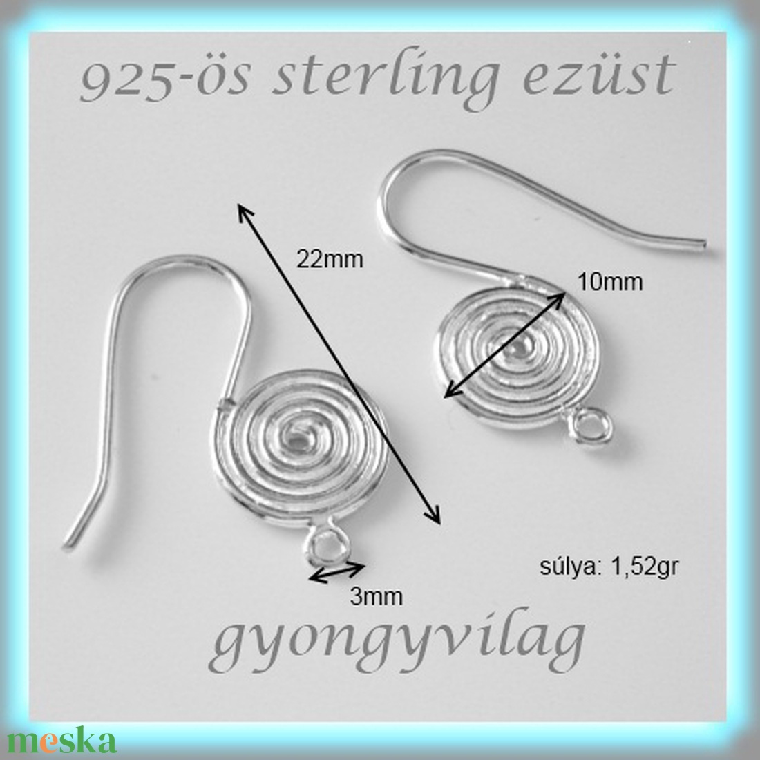 925-ös finomságú sterling ezüst fülbevaló kapocs EFK A 35 - gyöngy, ékszerkellék - egyéb alkatrész - Meska.hu 925-ös finomságú sterling ezüst fülbevaló kapocs EFK A 35 - gyöngy, ékszerkellék - egyéb alkatrész - Meska.hu