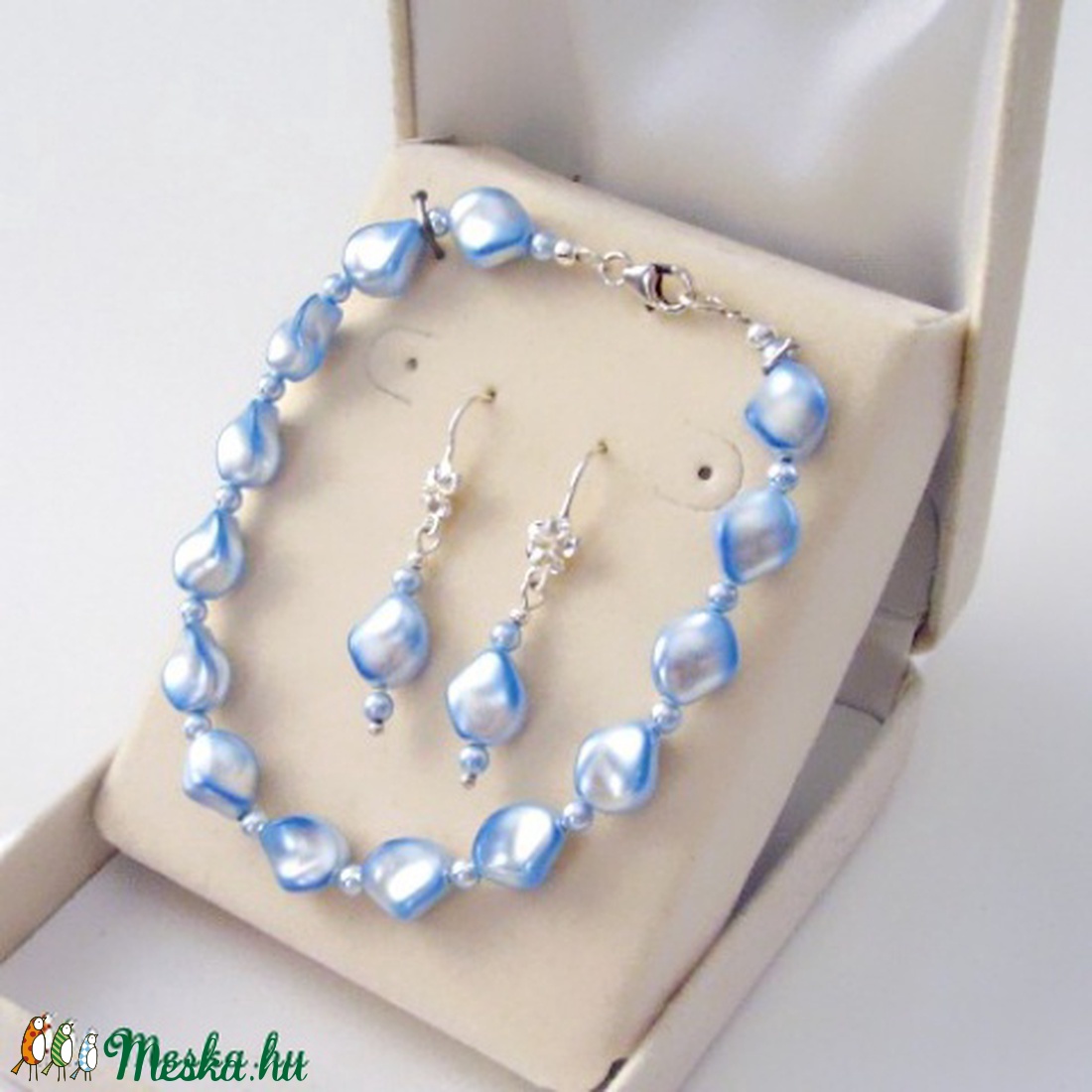  Swarovski gyöngy szett 925-ös ezüst SSZE-SW03 - ékszer - ékszerszett - Meska.hu