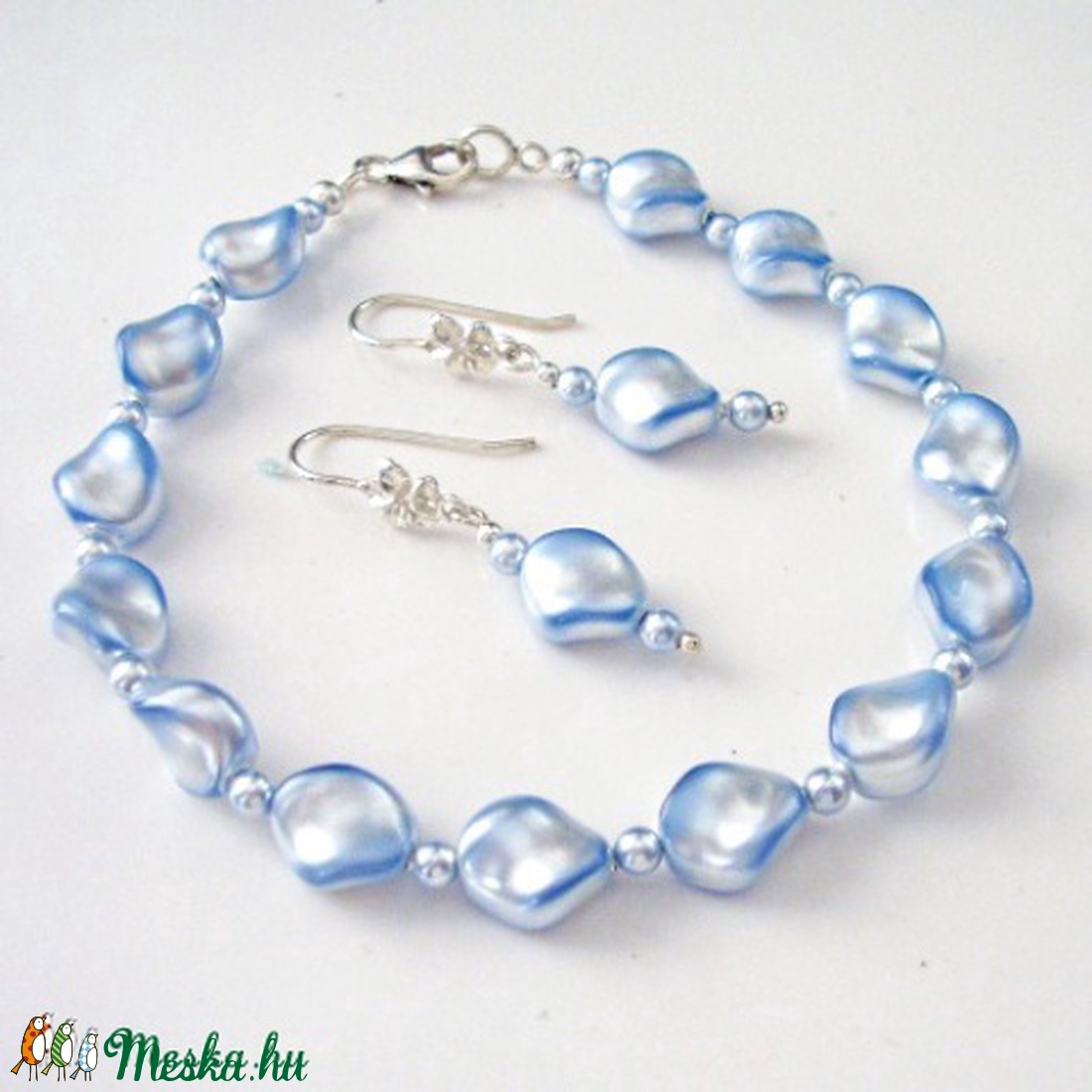  Swarovski gyöngy szett 925-ös ezüst SSZE-SW03 - ékszer - ékszerszett - Meska.hu