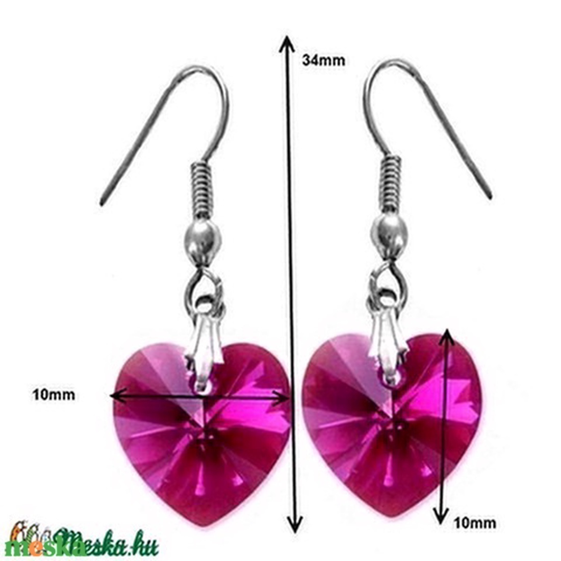 Swarovski kristály fülbevaló -10mm-es AB-s szív több színben - ékszer - fülbevaló - lógó fülbevaló - Meska.hu Swarovski kristály fülbevaló -10mm-es AB-s szív több színben - ékszer - fülbevaló - lógó fülbevaló - Meska.hu