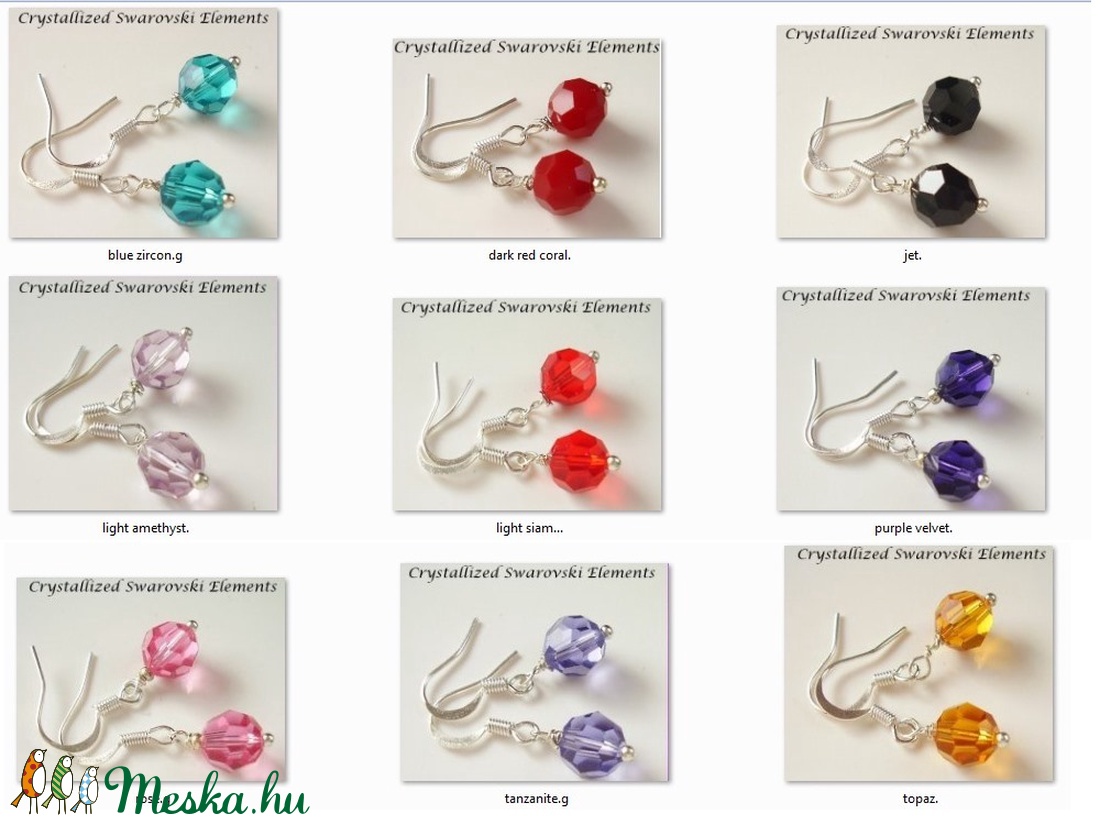Swarovski kristály fülbevaló -8mm-es gömb több színben - ékszer - fülbevaló - lógó fülbevaló - Meska.hu Swarovski kristály fülbevaló -8mm-es gömb több színben - ékszer - fülbevaló - lógó fülbevaló - Meska.hu