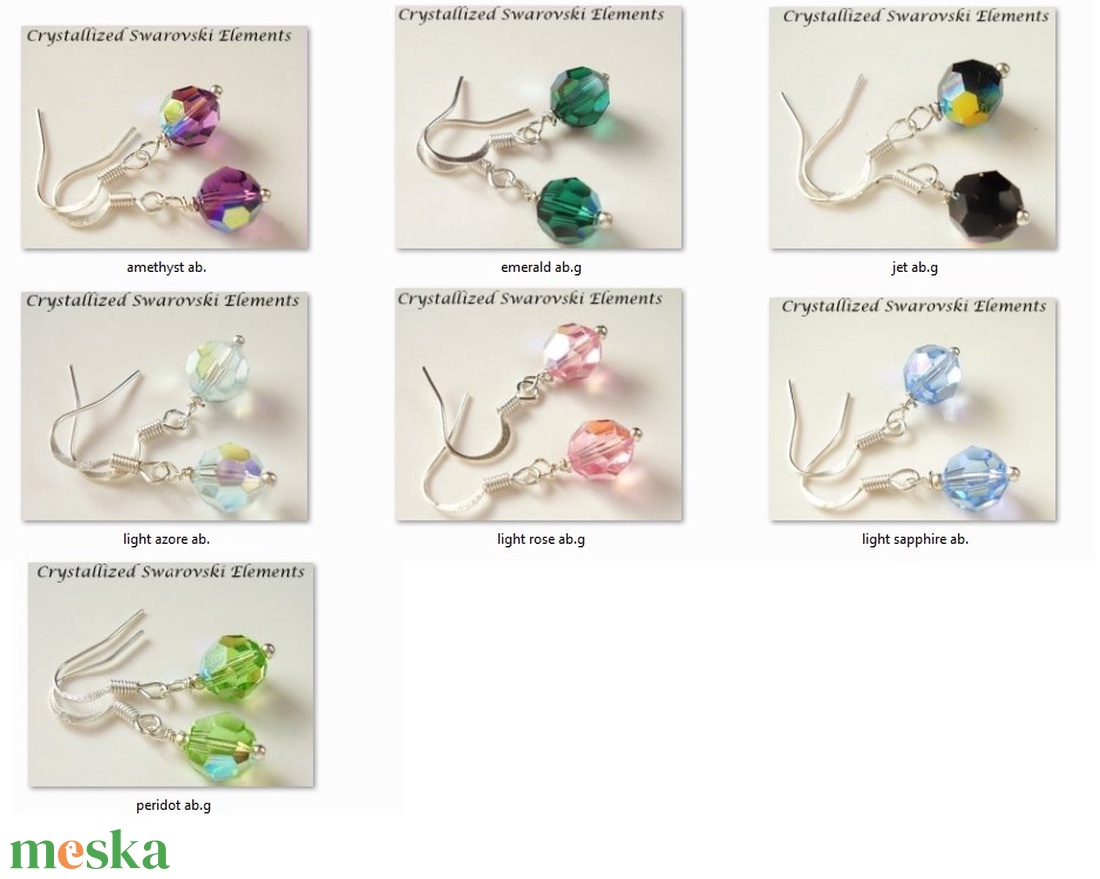 Swarovski kristály fülbevaló -8mm-es AB-s gömb több színben - ékszer - fülbevaló - lógó fülbevaló - Meska.hu Swarovski kristály fülbevaló -8mm-es AB-s gömb több színben - ékszer - fülbevaló - lógó fülbevaló - Meska.hu