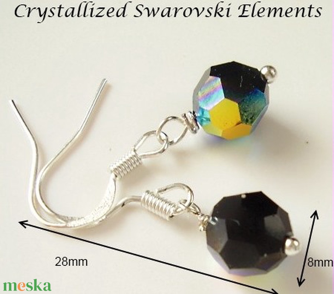 Swarovski kristály fülbevaló -8mm-es AB-s gömb  több színben  - ékszer - fülbevaló - lógó fülbevaló - Meska.hu