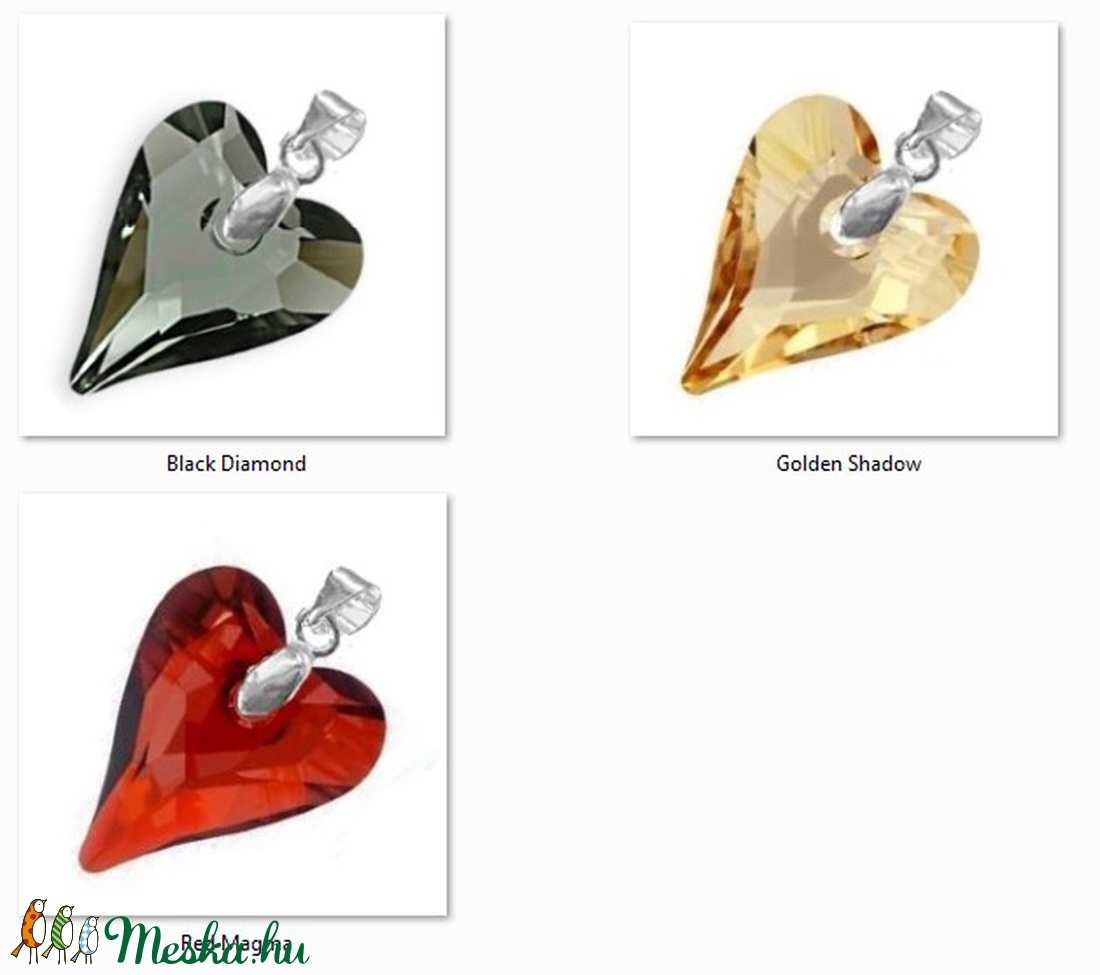 Swarovski kristály medál -17mm-es wild szív  több színben  - ékszer - nyaklánc - medál - Meska.hu