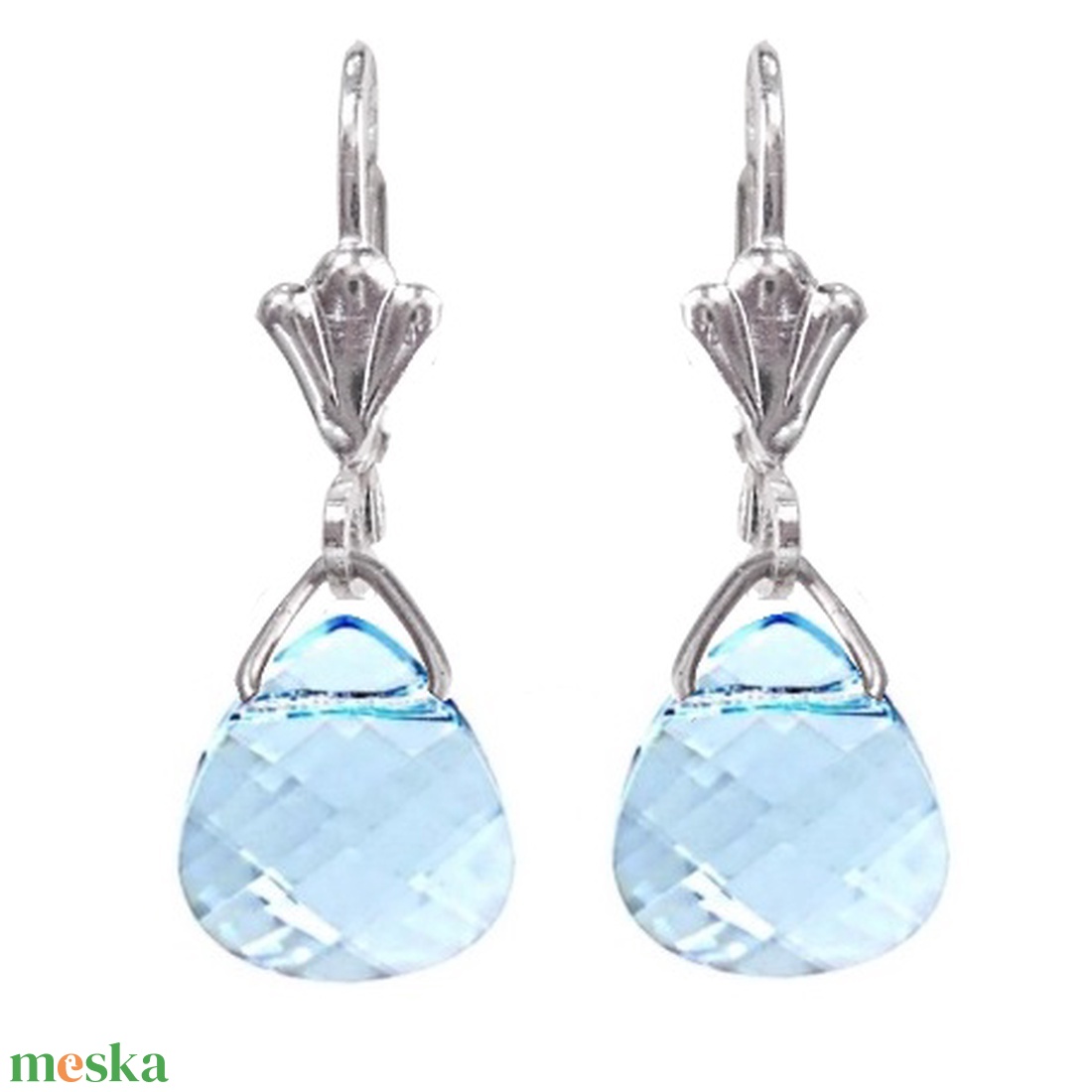 Swarovski kristály fülbevaló -11mm-es briolett szív több színben  - ékszer - fülbevaló - lógó csepp fülbevaló - Meska.hu